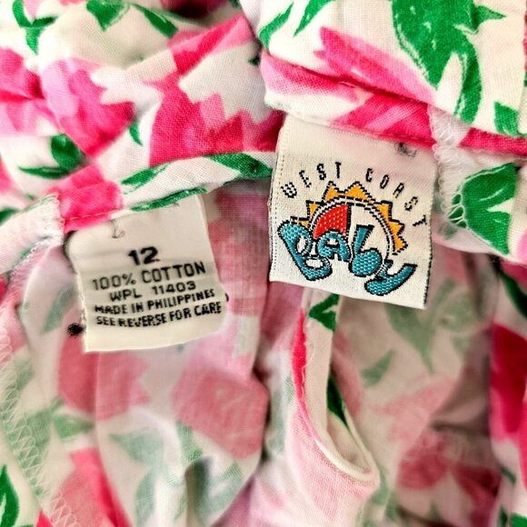 50s West Coast Baby Girl Short Romper Short Slv Button Closure Cotton Infant 12M - Picture 4 of 10